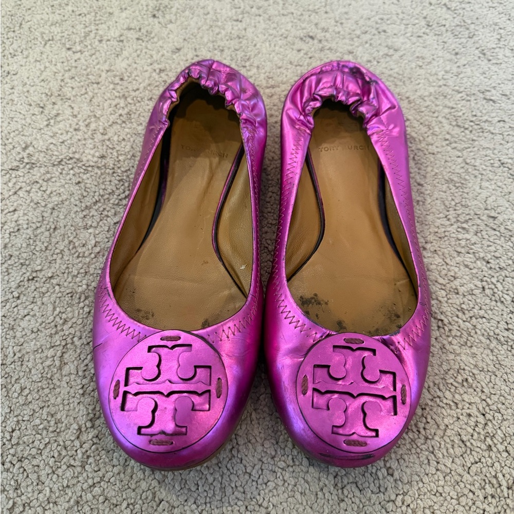 Tory Burch Metallic Pink Flats